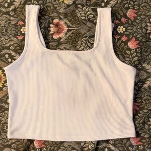 Wild Fable White Ribbed Cropped Women's Top